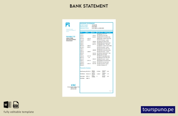 listo para imprimir plantilla de Excel de extracto bancario del Banco Industrial